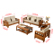 多乾家具(DUO QIAN FURNITURE)实木沙发组合 2+3 转角带中柜布艺沙发现代新中式沙发2+3+茶几+方几