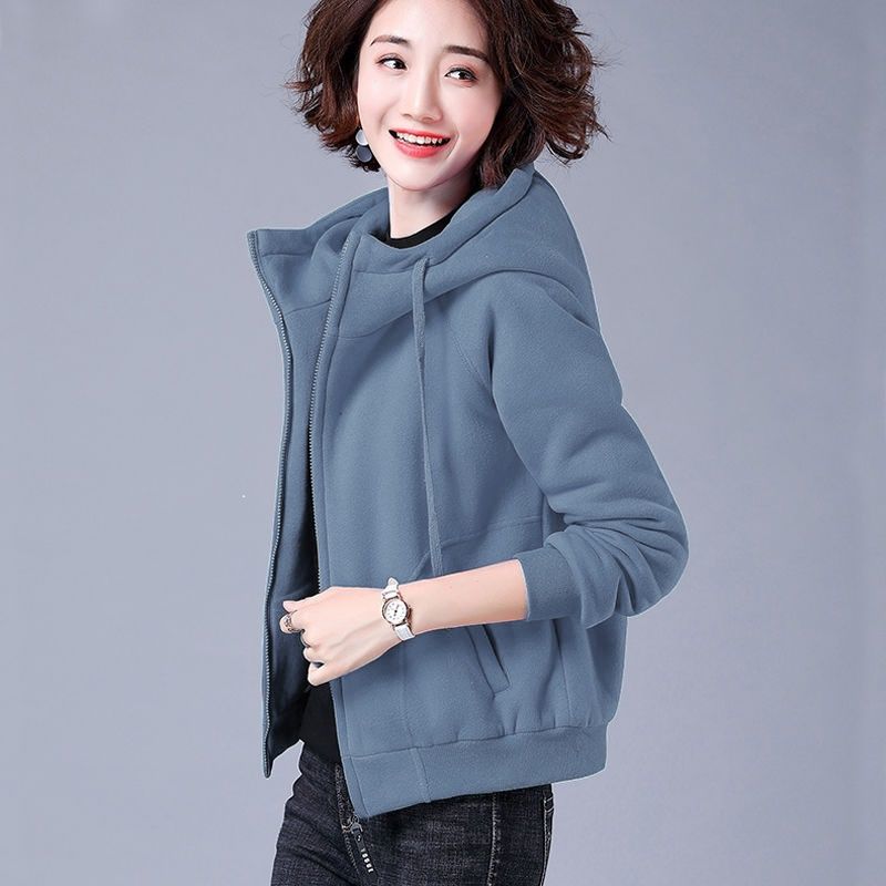 卫衣女冬季加绒加厚外套长袖大码宽松妈妈上衣服三五十岁保暖绒衫