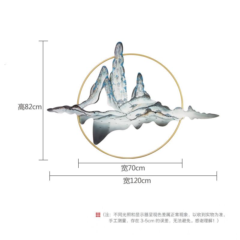 新中式铁艺山水壁挂背景墙玄关装饰挂件立体手工绘画壁饰创意软装 三维工匠 尺寸定制_607