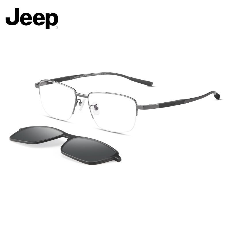 Jeep半框商务光学眼镜框男大脸近视眼镜架磁吸偏光镜片JEEPT7058
