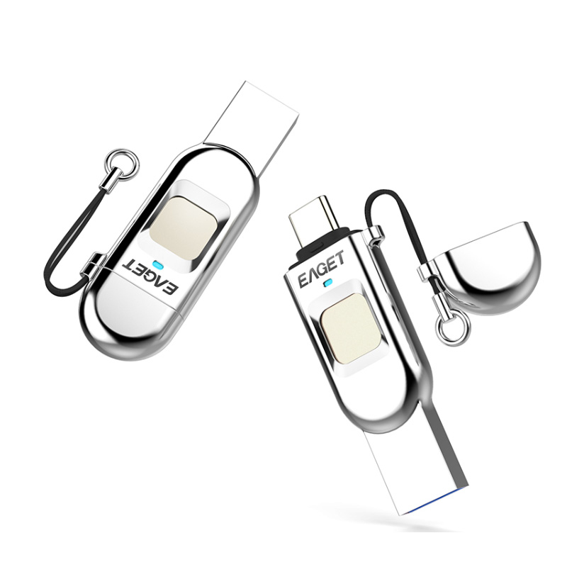 忆捷(EAGET)32GB Type-C USB3.1 HF-C01指纹加密手机U盘 双接口手机电脑多用 商务娱乐优盘高清大图