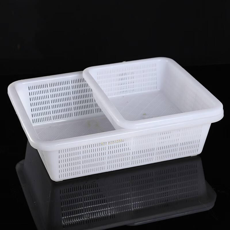 富强 塑料白色方筛 加密加厚 蔬菜筐沥水篮 55*42*20 两个装高清大图
