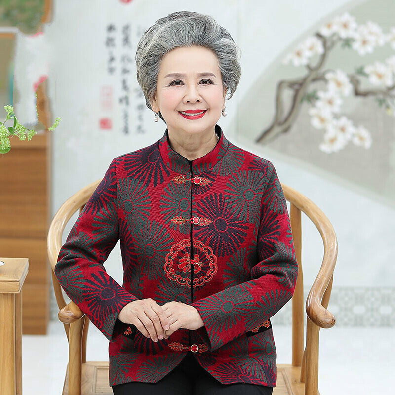 迪鲁奥（DILUAO)轻奢品质中国风唐装外套喜庆奶奶装秋装60-70岁生日喜宴老太婆服装