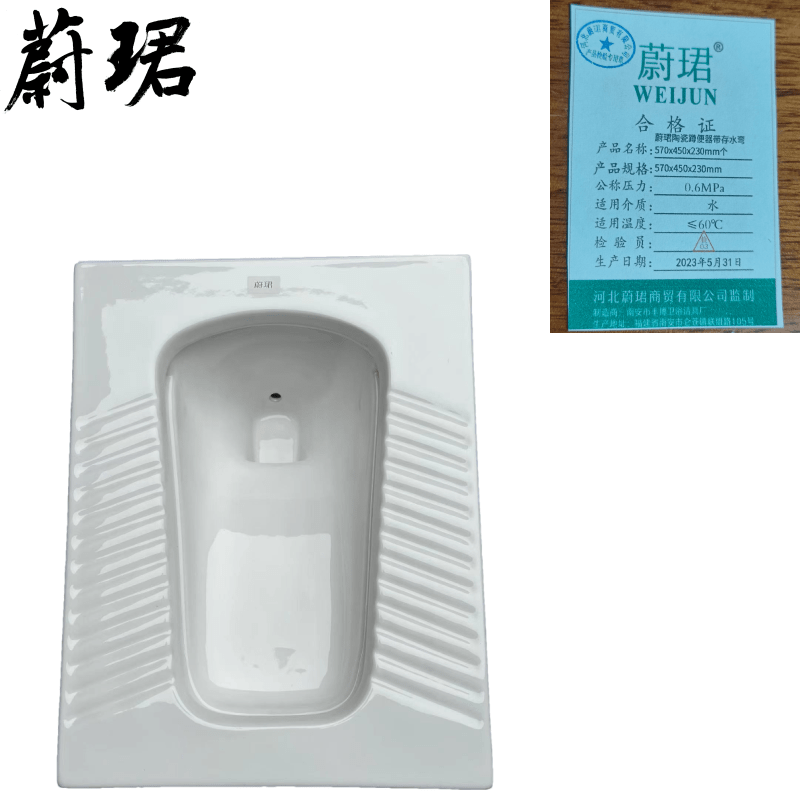 蔚珺陶瓷蹲便器带存水弯570x450x230mm个