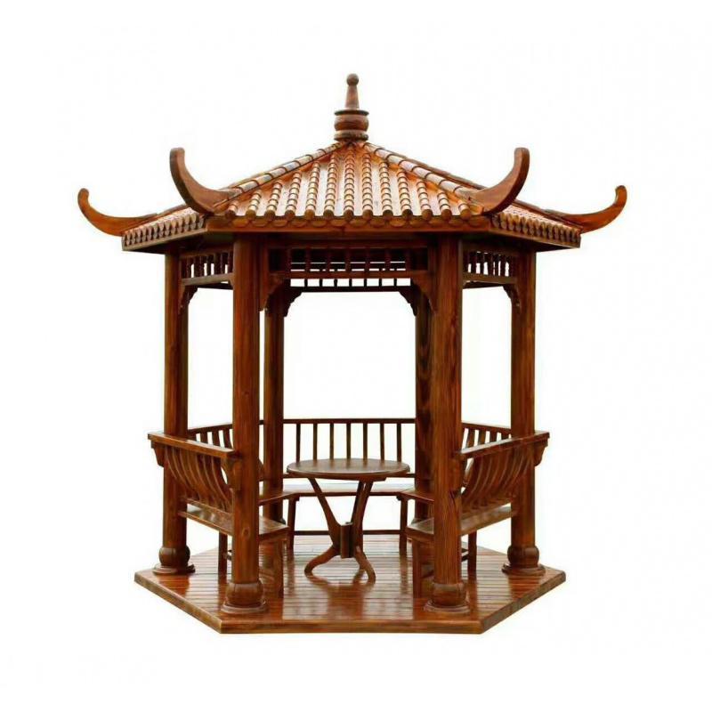 森美人凉亭户外庭院防腐木实木碳化木四角六角园林景观休闲木屋仿古