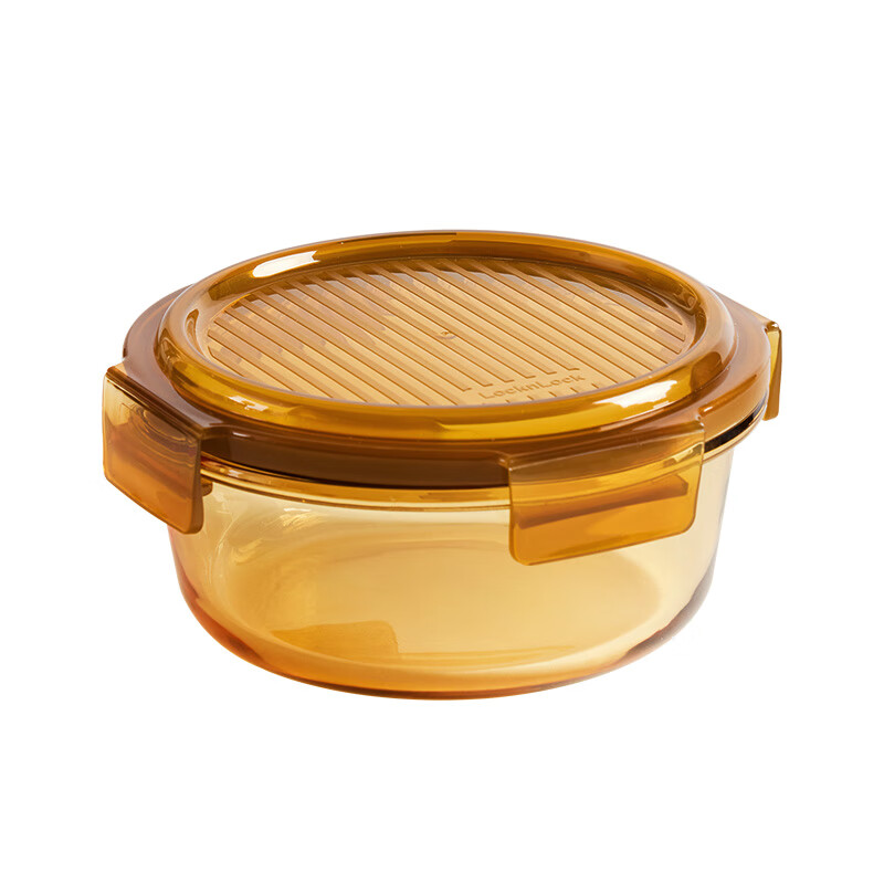 乐扣乐扣(locknlock)晶彩琉光琥珀色圆形玻璃保鲜盒二件套 LCB218FU高清大图