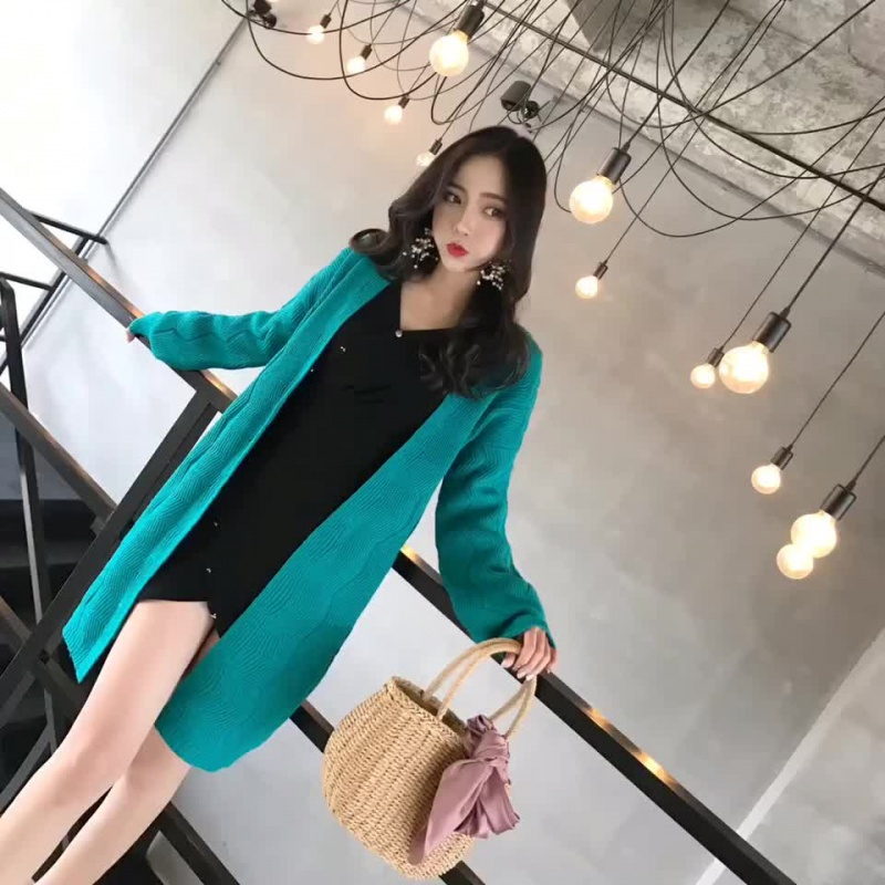 2018复古温柔毛衣外套女开衫针织慵懒厚chic春秋韩版宽松bf中长款