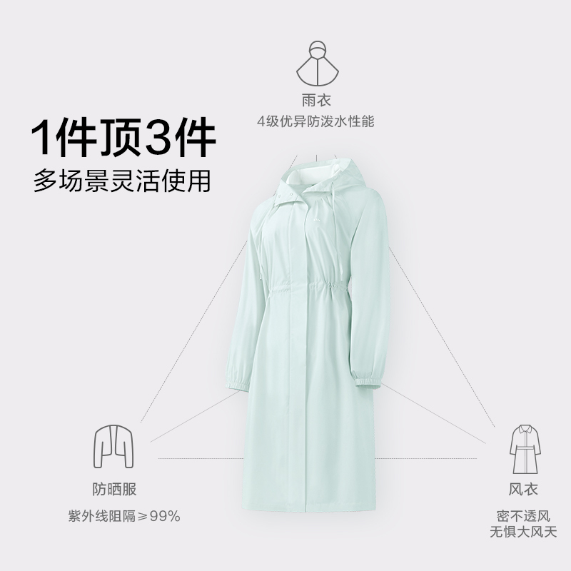 蕉下雨衣女电动车速干防水风衣外套时尚骑行雨披长款防雨防晒衣服