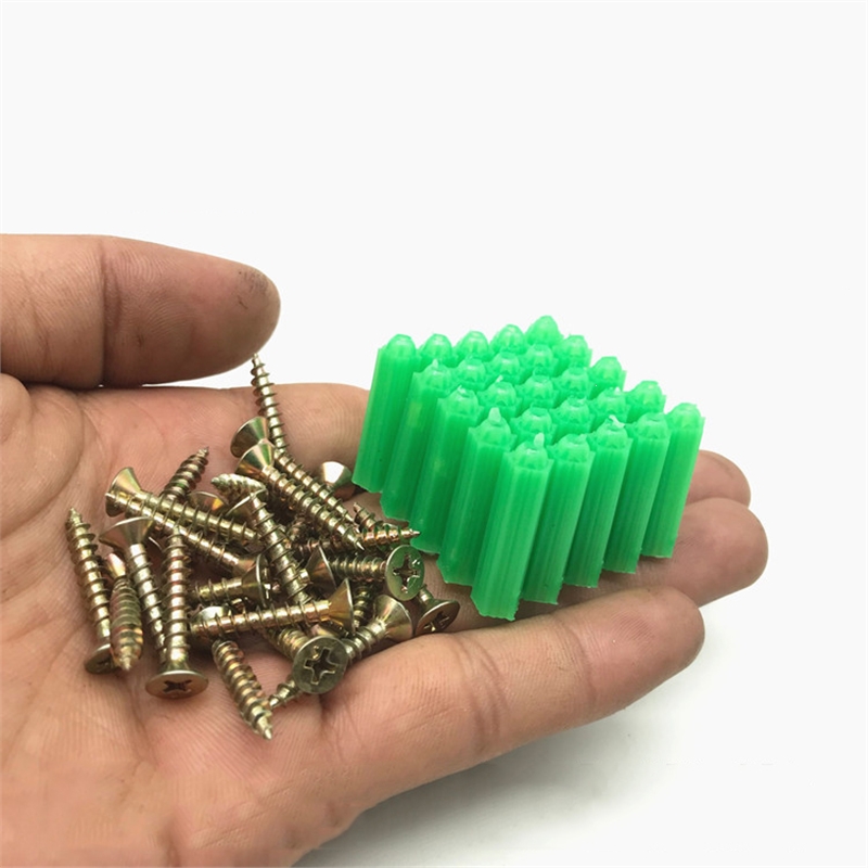 绿胶塞配自攻钉涨塞胶粒膨胀螺丝塑料膨胀理线家管螺钉胶塞自攻螺丝m6