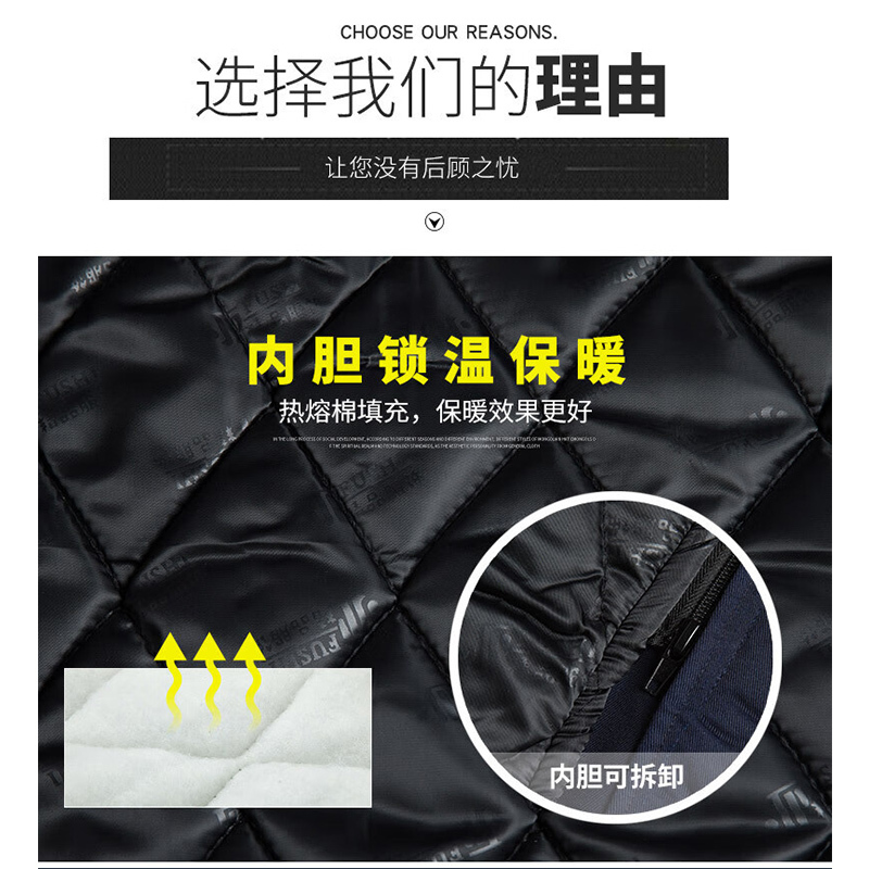 谋福 冬季工作服棉服 棉衣工程汽修劳保服棉袄[藏蓝拼橘色]170/L高清大图