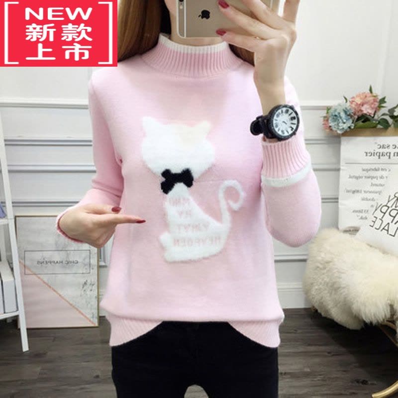 可莉允12岁大童女孩秋冬装圆领毛衣13高初中学生15岁针织打底衫保暖上衣图片