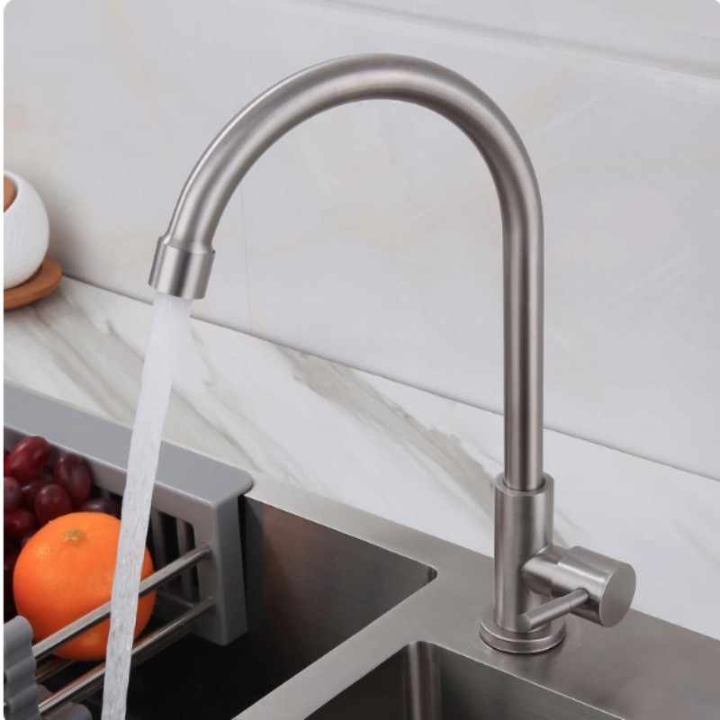304不锈钢水龙头水槽家用厨洗菜盆洗衣池加长脚大弯龙头