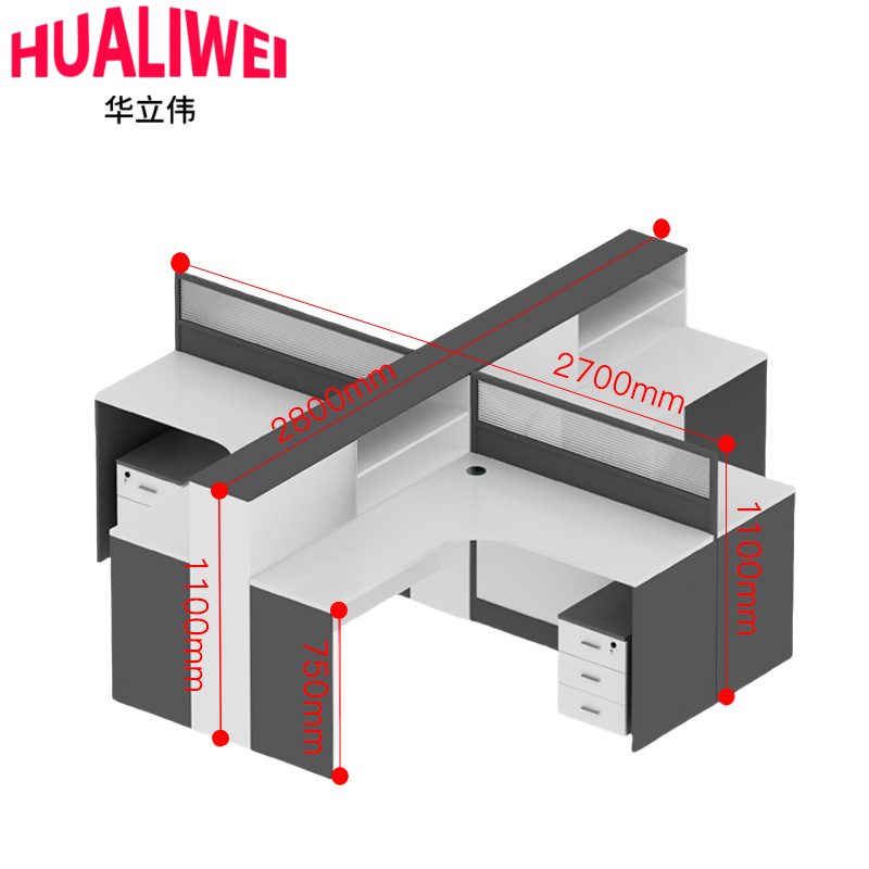 华立伟屏风职员桌三人位套高清大图