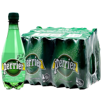 巴黎水(Perrier)天然气泡矿泉水(原味)塑料瓶装 500ml*24瓶/箱 进口饮用水 法国进口