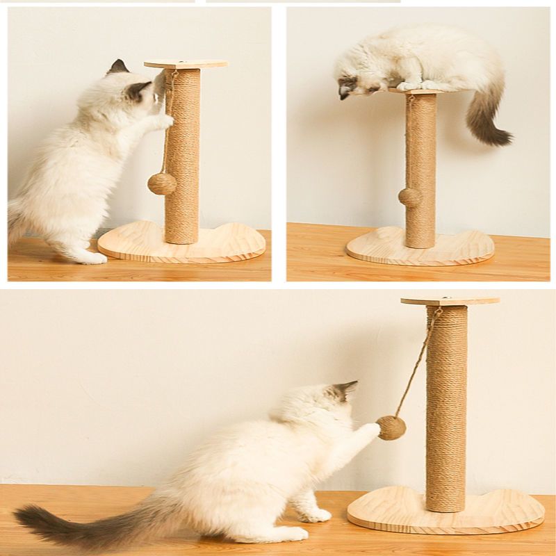 咖啡圆型底剑麻(小号) 实木猫爬架猫咪用品小型猫树猫窝猫爬柱立式猫抓板魔爪休息猫玩具