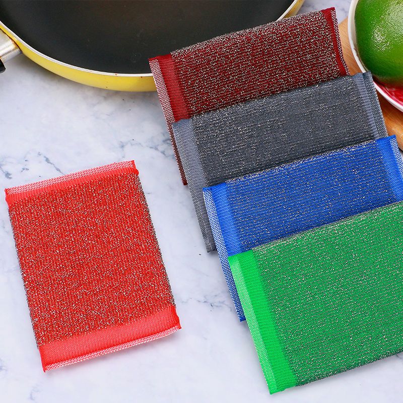 10片钢丝海绵擦颜色随机钢丝海绵擦厨房海绵不锈钢丝布吸水洗碗布百洁