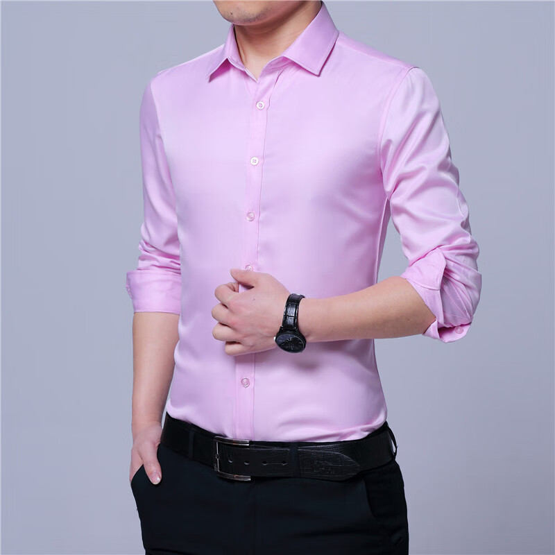 罗蒙免烫2023新白衬衫男长袖修身免烫商务正装职业韩版西装