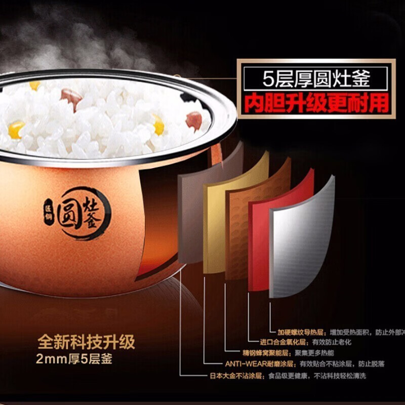 美的(Midea)智能电饭煲3-8人家用4L预约气动涡轮防溢金属机身圆灶釜内胆 MB-RS4057高清大图
