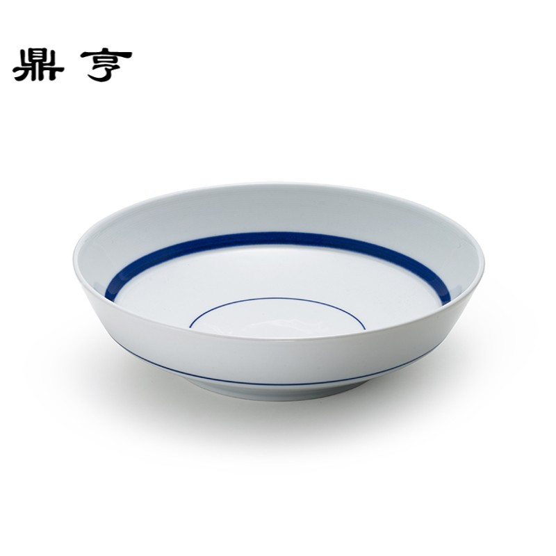 鼎亨#现货#蓝边折腰盘/景德镇高温瓷|