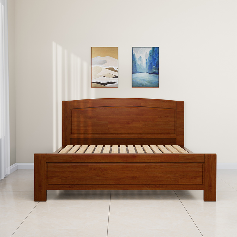 臻远ZY5062705 实木环保漆家具 实木双人床 1.8米 胡桃色高清大图