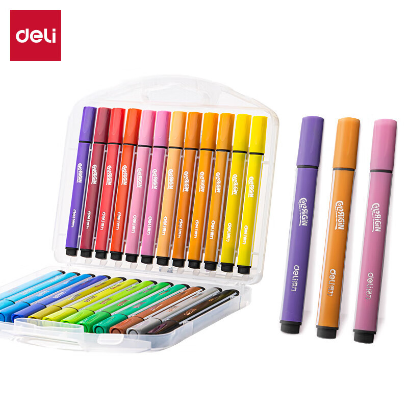 得力 70658 粗三角杆水彩笔(混)(24支/盒)