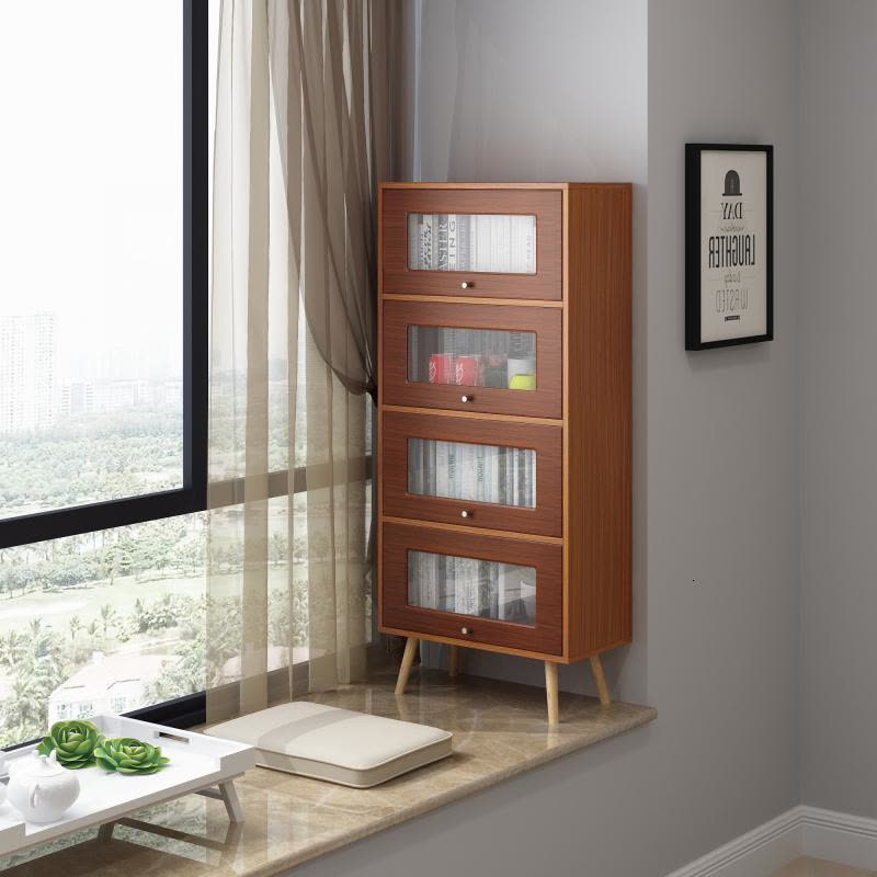 森美人玻璃书柜上翻飘窗柜书架小书柜阳台收纳柜储物柜窗台置物架图片