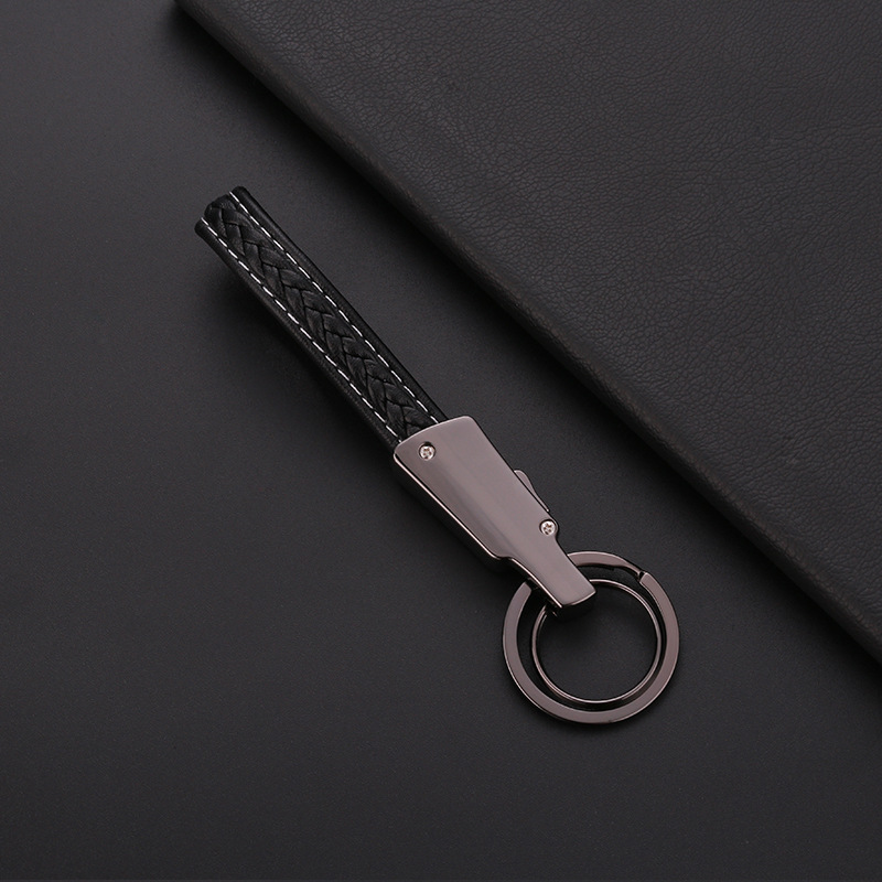 jobon中邦真皮钥匙扣个性时尚情侣汽车钥匙链挂件创意礼品双圈汽车钥匙扣ZB-198高清大图