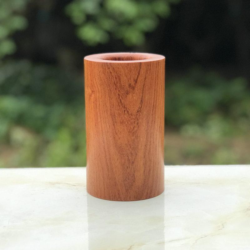 红木工艺品摆件缅甸花梨木圆形素面实木笔筒文房四宝桌面收纳 三维工匠 缅花素面笔筒(直径15cm高13cm)高清大图