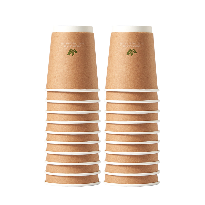 齐心 ZL0008 双层纸杯280ml 20个装 棕色 1袋装高清大图