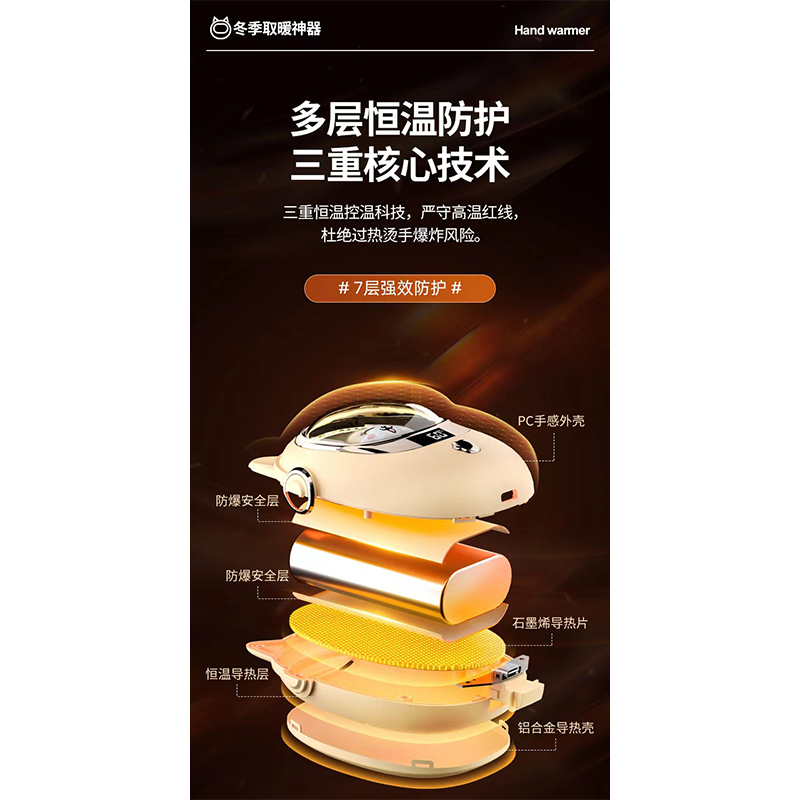 万允 新款暖手宝充电宝二合一usb便携迷你卡通暖手宝充电式魅影蓝[10000毫安]个