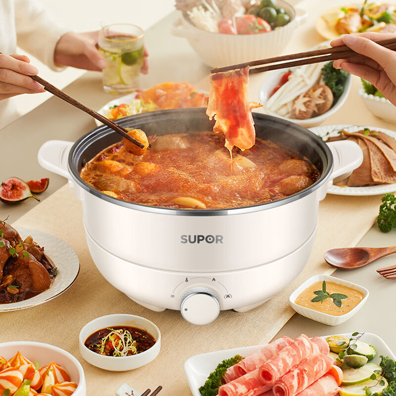 苏泊尔(SUPOR) H27YK37 电炖锅 分体式电火锅多用途锅家用多功能电热锅电煮锅无极旋钮操控4L大容量网红不粘锅高清大图