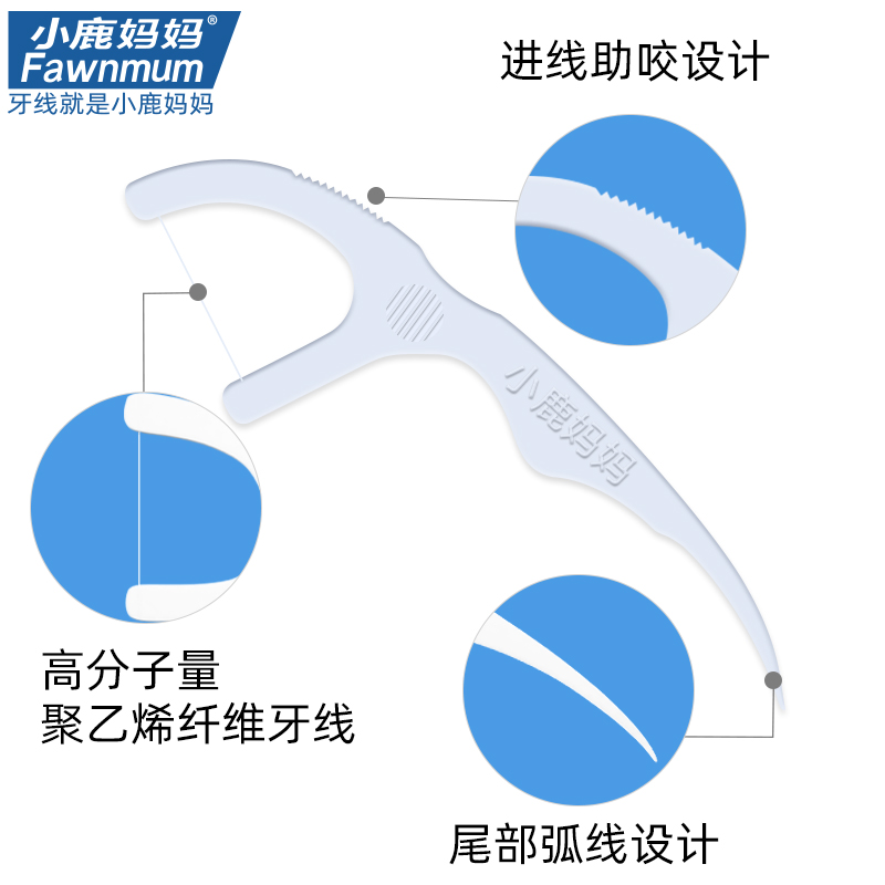 小鹿妈妈(FAWN MUM)牙线经典力学牙线棒大盒家庭装 500支/盒高清大图