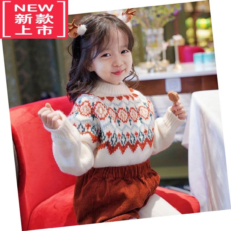 可莉允童装毛衣2022年秋冬男女童针织衫圆领儿童圣诞主题服装红色毛线衣图片