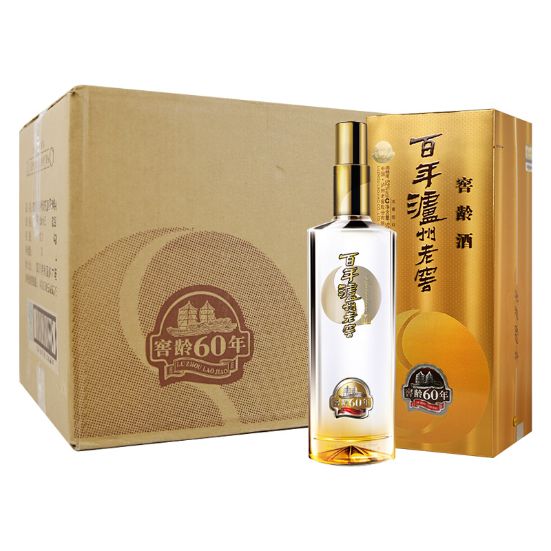 泸州老窖 窖龄60年 52度 500ml*6瓶 整箱装 浓香型 白酒 苏宁自营