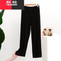 YIBUSHENG莫代尔高腰百搭阔腿裤女季薄款宽松显瘦长裤大码百搭休闲裤睡裤 黑色 XL(建议130-150斤)