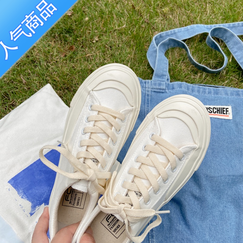 SUNTEK山本风粉色帆布鞋女春夏学生百搭日系chic港风ulzzang平底小白鞋高清大图