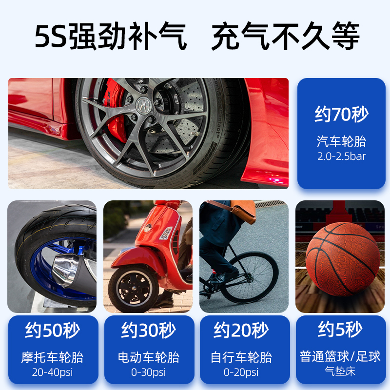 巨木便携式充气泵打气筒智能超级泵汽车摩托车球打气筒JM-8804有线款
