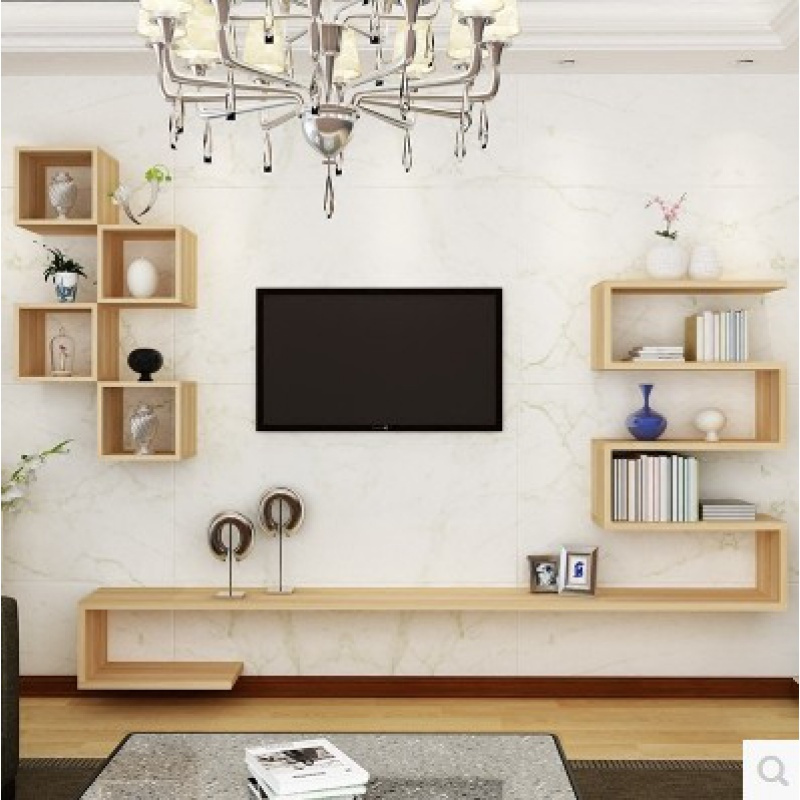 美帮汇北欧式电视机储物柜客厅墙上置物架卧室背景墙壁柜壁挂装饰收纳