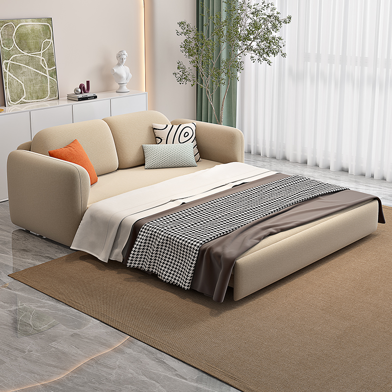 欧梵森 北欧沙发床客厅折叠两用可伸缩轻奢小户型现代简约双人储物组合乳胶布艺沙发简欧风格坐卧多功能家具家装高清大图