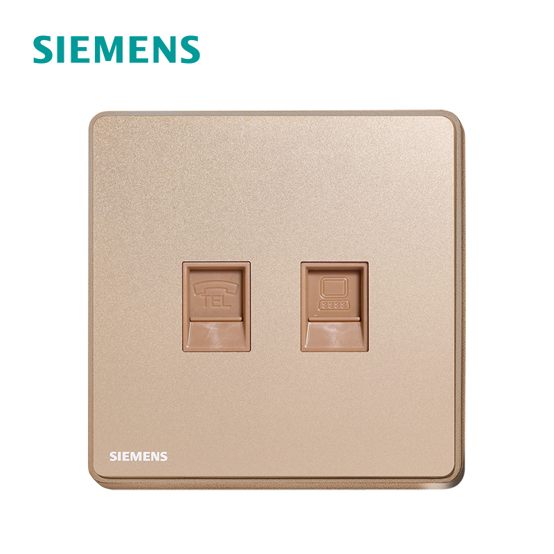 西门子(SIEMENS)开关插座 睿致玫瑰金系列电脑+电话插座5UH81633NC04