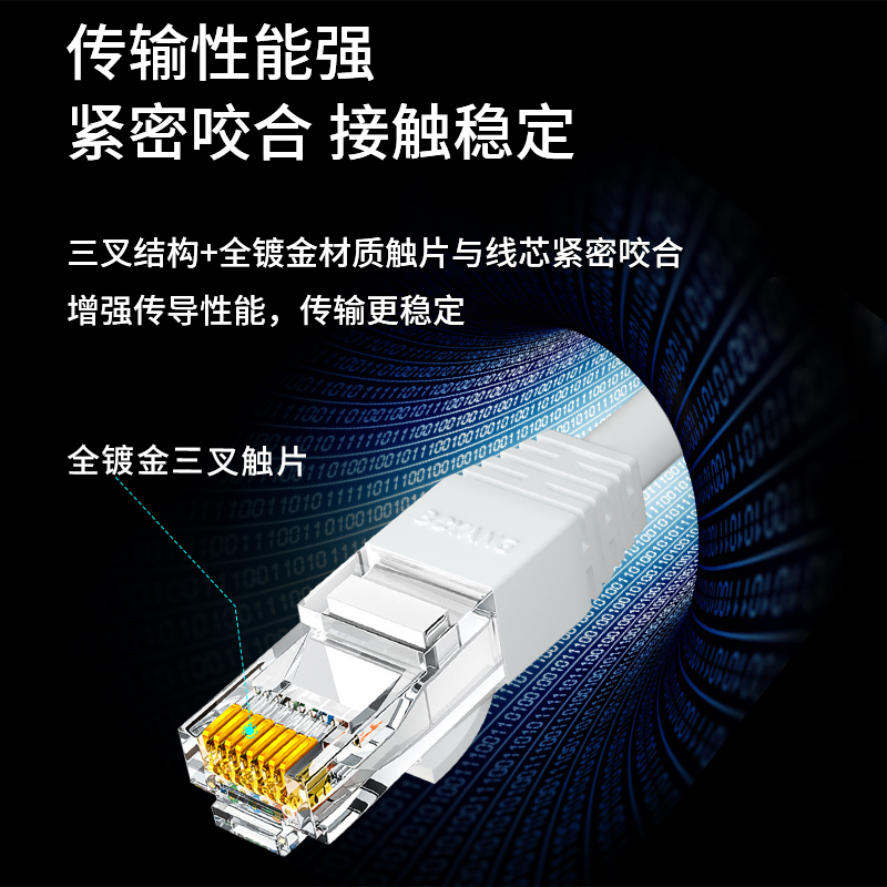 博扬 六类网络跳线 非屏蔽千兆成品网线 CAT6类(24AWG)无氧铜双绞线 1米 白 POE BY-601WH