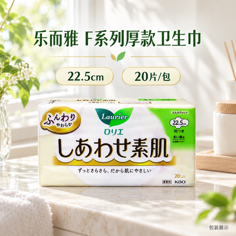 日本进口花王卫生巾乐而雅F系列厚款 22.5厘米20片包裹舒适轻柔零敏肌柔滑高清大图