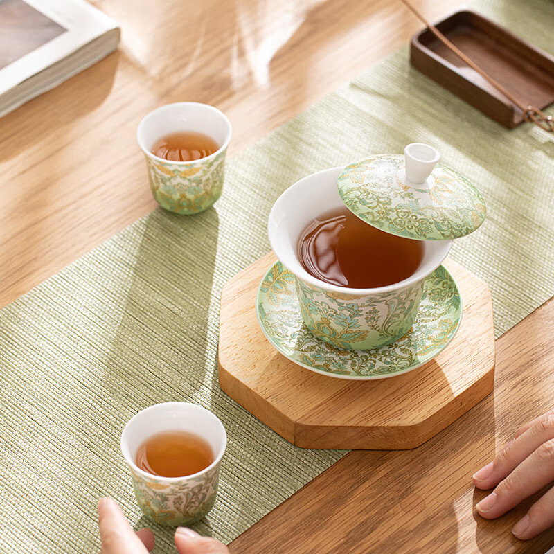 苏氏陶瓷(SUSHI CERAMICS) J1067 渐变革纹盖碗小套装 一盖碗二品茗杯 (单位:套)高清大图