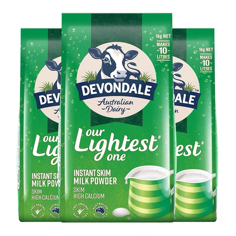 澳大利亚进口德运devondale脱脂高钙成人奶粉1kg袋进口奶粉学生奶粉3