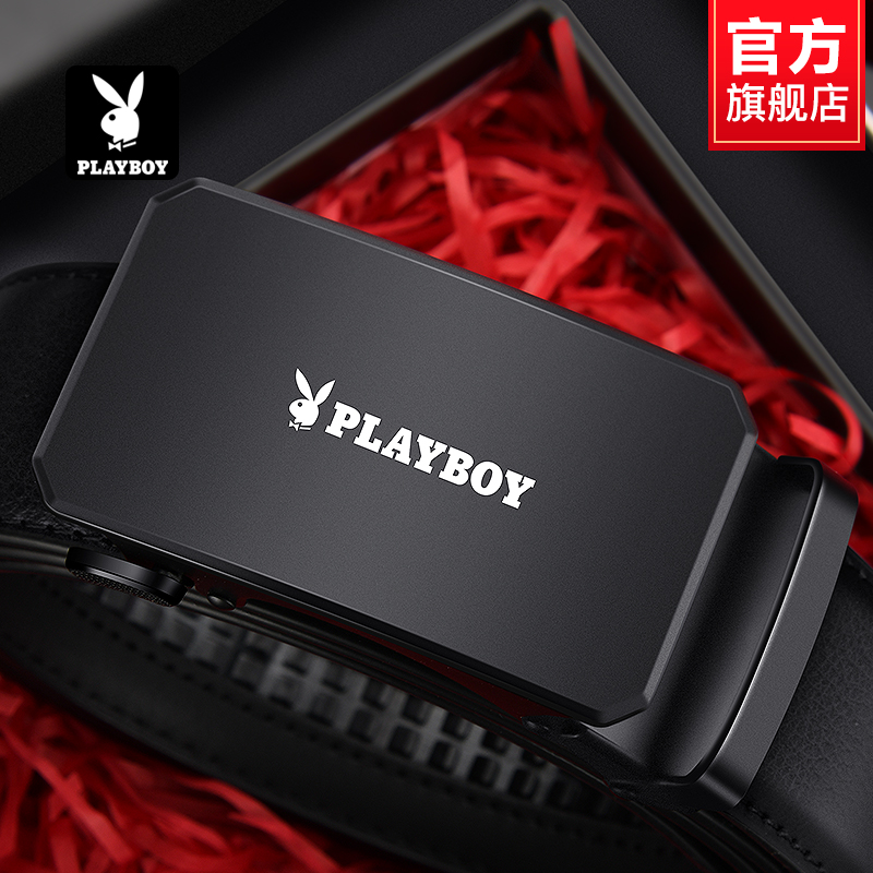 花花公子男士皮带2024新款年轻人学生真皮腰带男款牛皮裤带正腰腰高清大图