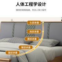 国翌 GY-2002-15带靠背双人床原木色床实木床1.5米床木制床现代简约 2200*1540*1050mm