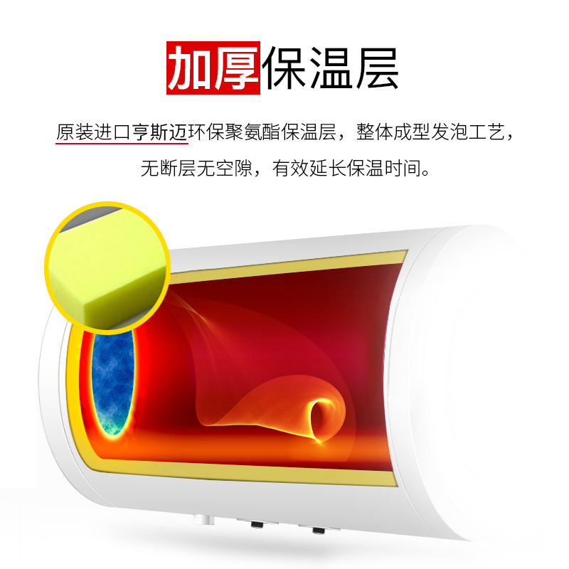 瑞美(Rheem)电热水器80升家用储水式恒温速热节能卫生间小型洗澡淋浴机全国联保 自动运行 横挂式ERE20-80A5高清大图