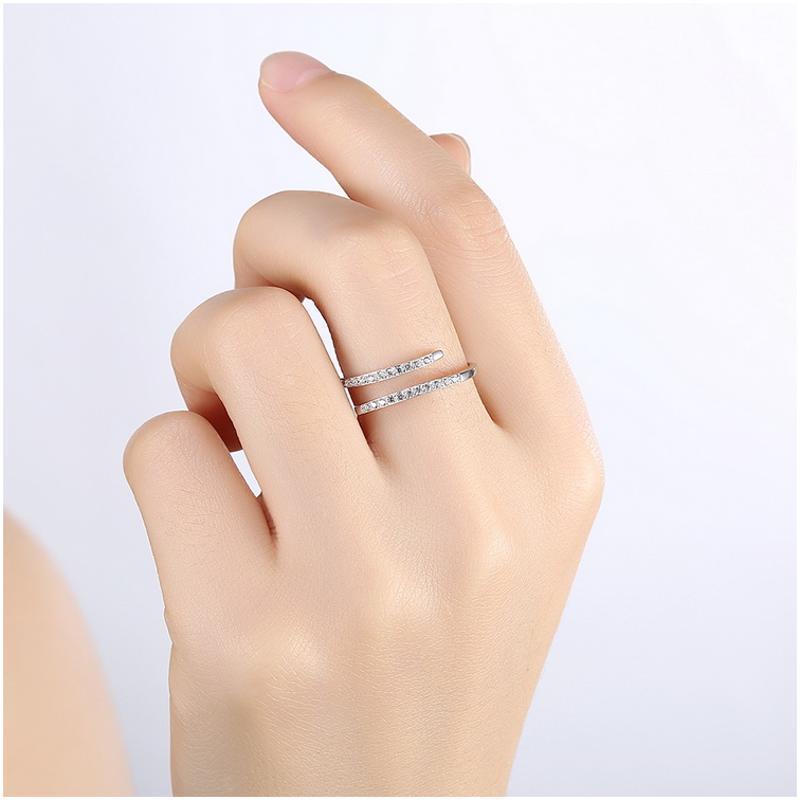 R093 Lady Silver Rings 戒指女925纯银简约日韩潮人开口单戒指环送女朋友七夕情人节礼物