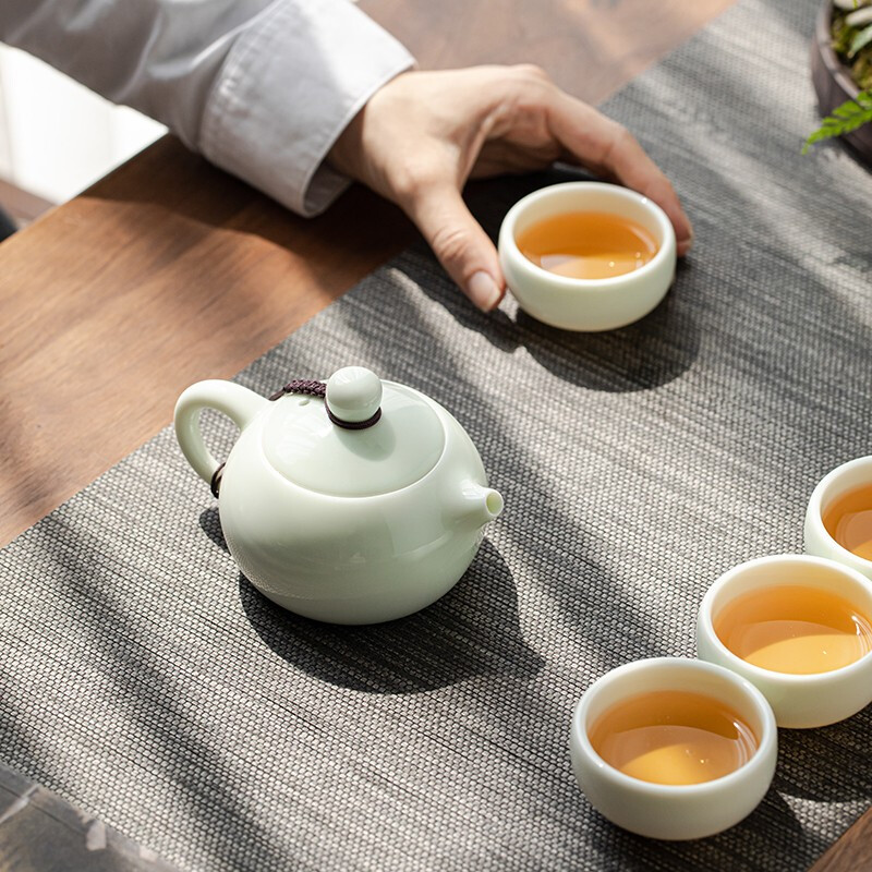 苏氏陶瓷(SUSHI CERAMICS) J0433 青瓷-茶具组(杯壶茶漏盖碗) 十二件套 (单位:套)高清大图