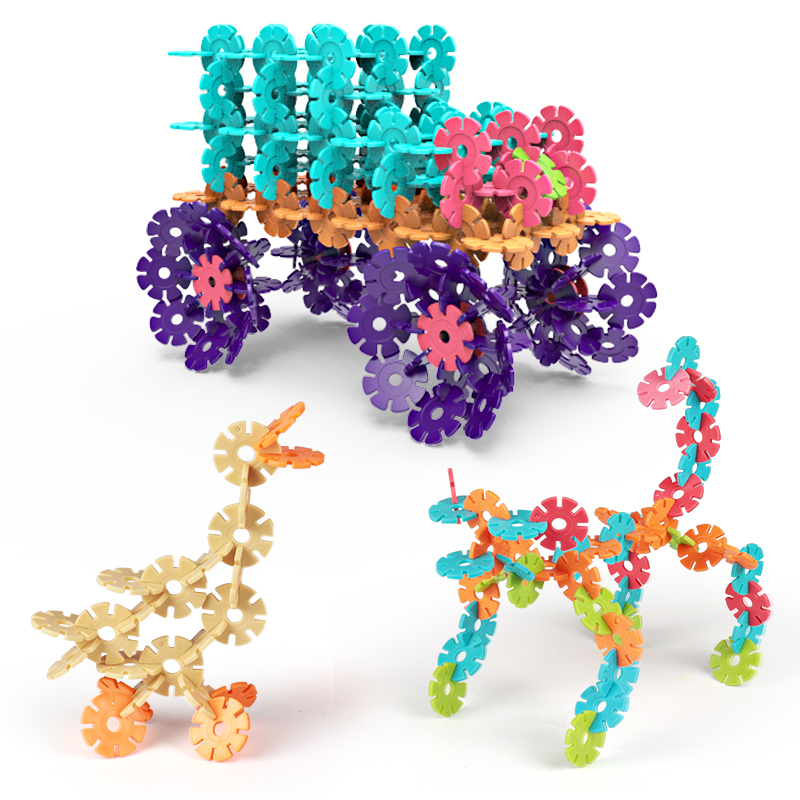 儿童雪花片男孩女孩子塑料拼插加厚大号宝宝早教积木拼装玩具 马卡龙